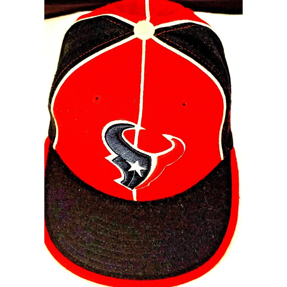 Reebok NFL Houston Texans Men's Size 7 1/8 Football Fitted Hat Cap  Blue/Red